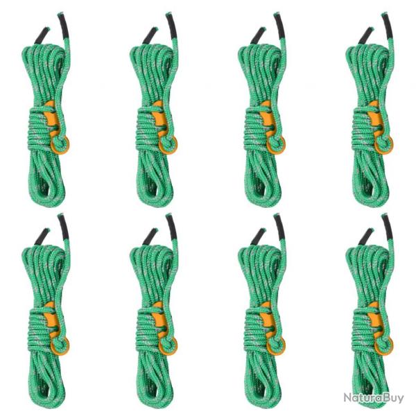Cordes de haubanage avec cls rflchissantes 8 pcs 4 m 4 mm alsavelo