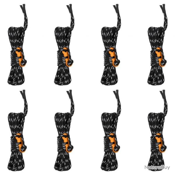 Cordes de haubanage avec cls rflchissantes 8 pcs 4 m 4 mm alsavelo