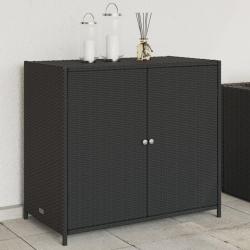 Armoire de rangement de jardin noir 83x45x76 cm résine tressée alsavelo