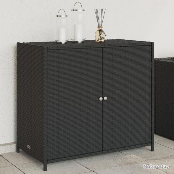 Armoire de rangement de jardin noir 83x45x76 cm rsine tresse alsavelo