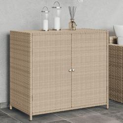 Armoire de rangement de jardin beige 83x45x76 cm résine tressée alsavelo
