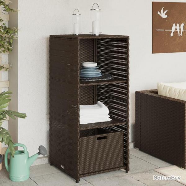 Armoire de rangement jardin marron 50x55x115 cm rsine tresse alsavelo