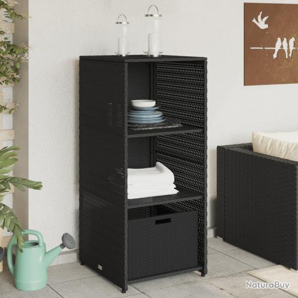 Armoire de rangement de jardin noir 50x55x115 cm rsine tresse alsavelo