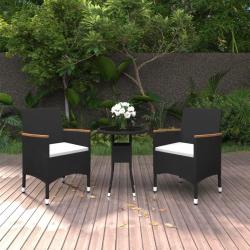 Ensemble à manger de jardin 3 pcs Résine tressée Noir alsavelo