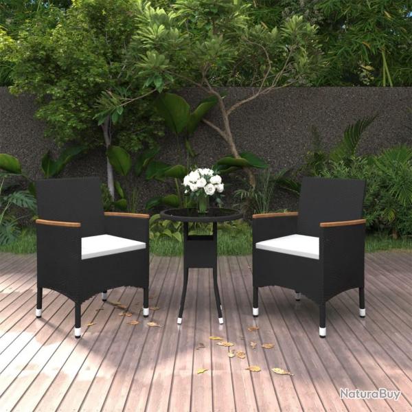 Ensemble  manger de jardin 3 pcs Rsine tresse Noir alsavelo
