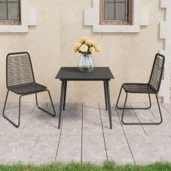 Ensemble à manger de jardin 3 pcs PVC résine tressée noir alsavelo