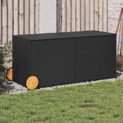 Boîte de rangement de jardin et roues noir 283L résine tressée alsavelo