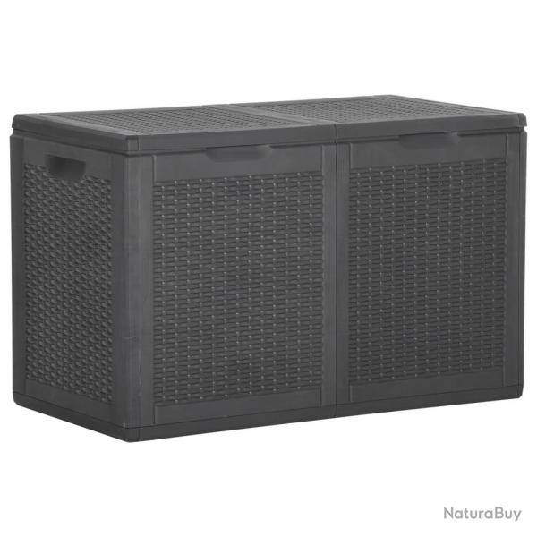 Bote de rangement de jardin 180 L Noir PP Rotin alsavelo