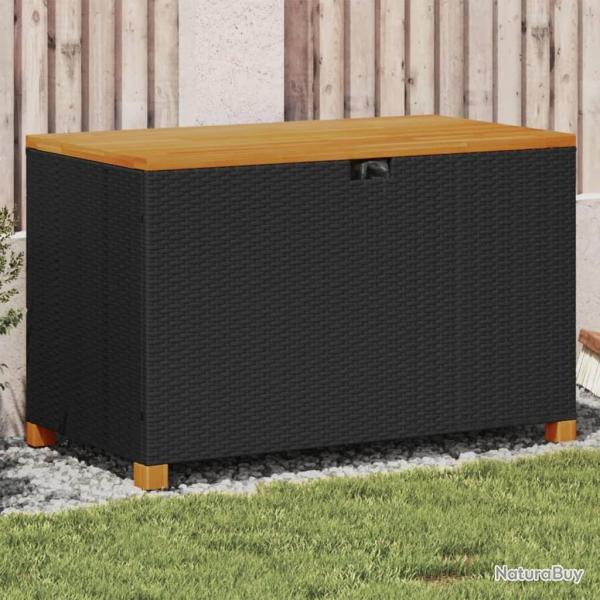 Bote de rangement de jardin noir rsine tresse bois d'acacia alsavelo