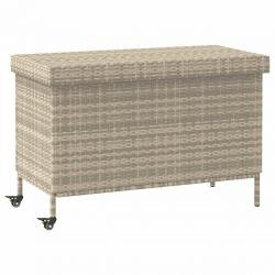 Boîte de rangement de jardin et roues gris clair résine tressée alsavelo