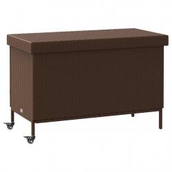 Boîte de rangement de jardin et roues marron résine tressée alsavelo