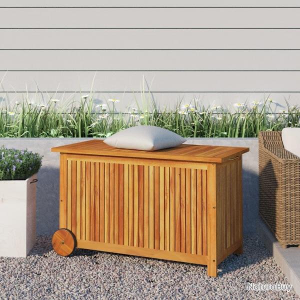 Bote de rangement de jardin avec roues 90x50x58 cm Bois acacia alsavelo