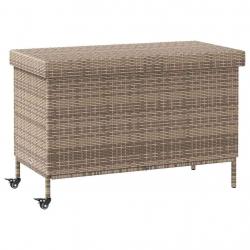 Boîte de rangement de jardin et roues gris résine tressée alsavelo