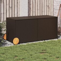 Boîte de rangement de jardin et roues marron 283L poly rotin alsavelo