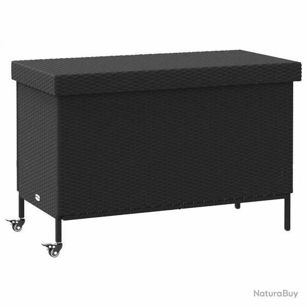 Bote de rangement de jardin et roues noir rsine tresse alsavelo