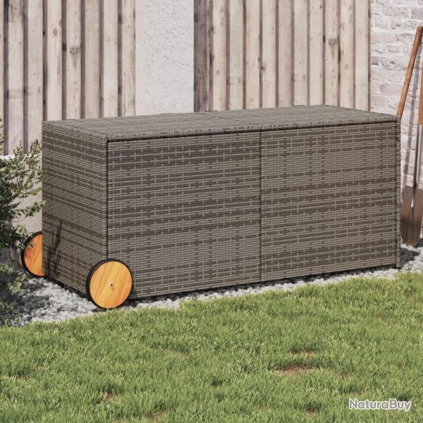 Bote de rangement de jardin et roues gris 283L rsine tresse alsavelo