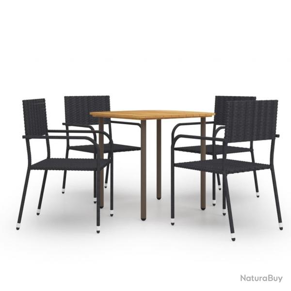 Ensemble  manger de jardin 5 pcs Rsine tresse Noir alsavelo