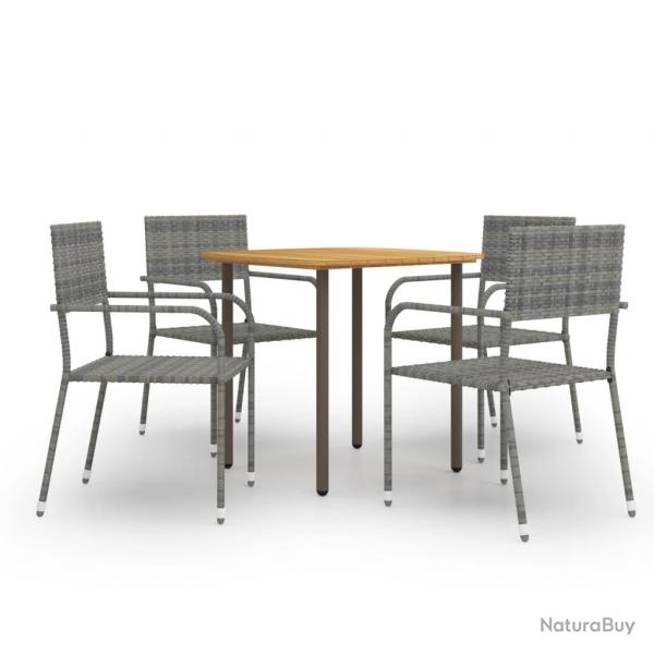 Ensemble  manger de jardin 5 pcs Rsine tresse Anthracite alsavelo