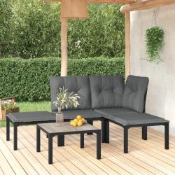 Salon de jardin 5 pcs noir et gris résine tressée alsavelo