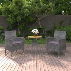 Ensemble à manger de jardin 3 pcs Résine tressée Gris alsavelo