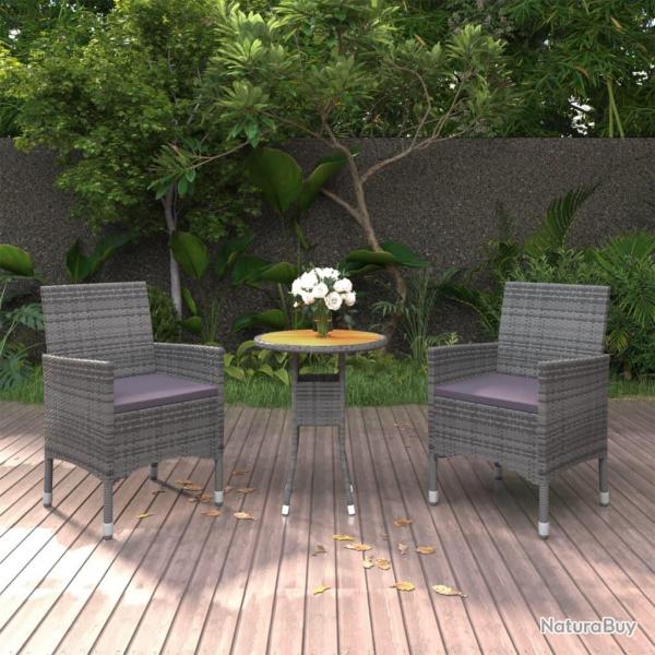 Ensemble  manger de jardin 3 pcs Rsine tresse Gris alsavelo