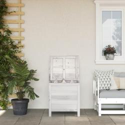 Boîte de rangement de jardin blanc bois massif de sapin alsavelo