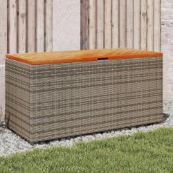 Boîte de rangement de jardin gris résine tressée bois d'acacia alsavelo