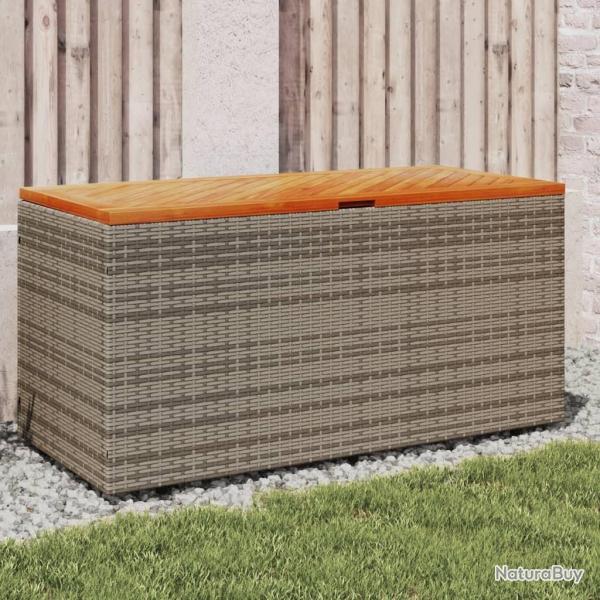 Bote de rangement de jardin gris rsine tresse bois d'acacia alsavelo