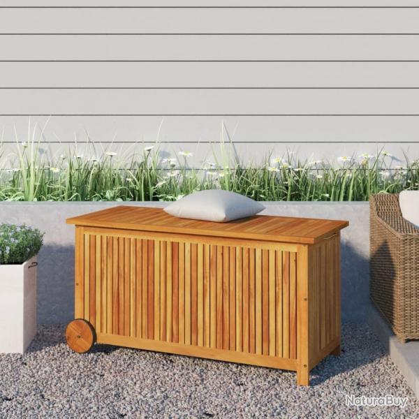 Bote de rangement de jardin avec roues 113x50x58cm Bois acacia alsavelo
