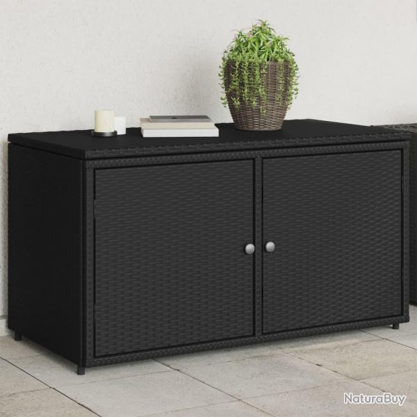Armoire de rangement jardin noir 110x55x60,5 cm rsine tresse alsavelo