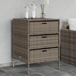 Armoire de rangement de jardin et 3 tiroirs gris résine tressée alsavelo