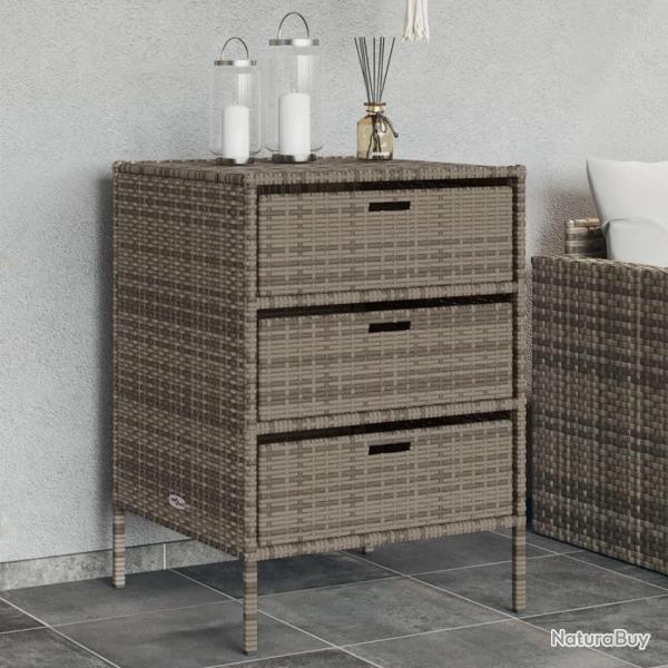 Armoire de rangement de jardin et 3 tiroirs gris rsine tresse alsavelo