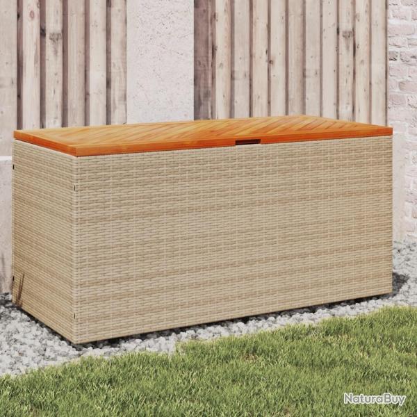 Bote de rangement de jardin beige rsine tresse bois d'acacia alsavelo