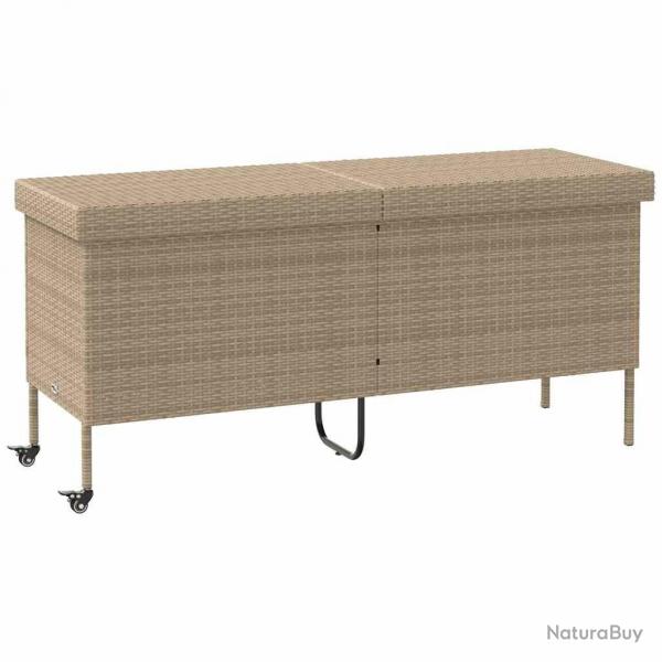 Bote rangement jardin roues beige 160x55x75 cm rsine tresse alsavelo
