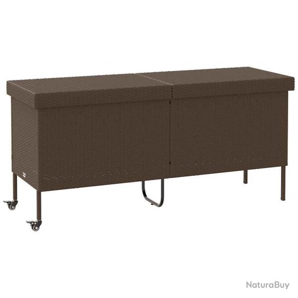 Bote rangement jardin roues marron 160x55x75 cm rsine tresse alsavelo