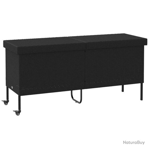 Bote de rangement de jardin et roues noir rsine tresse alsavelo