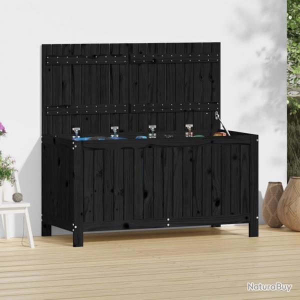 Bote de rangement de jardin Noir 121x55x64 cm Bois massif pin alsavelo