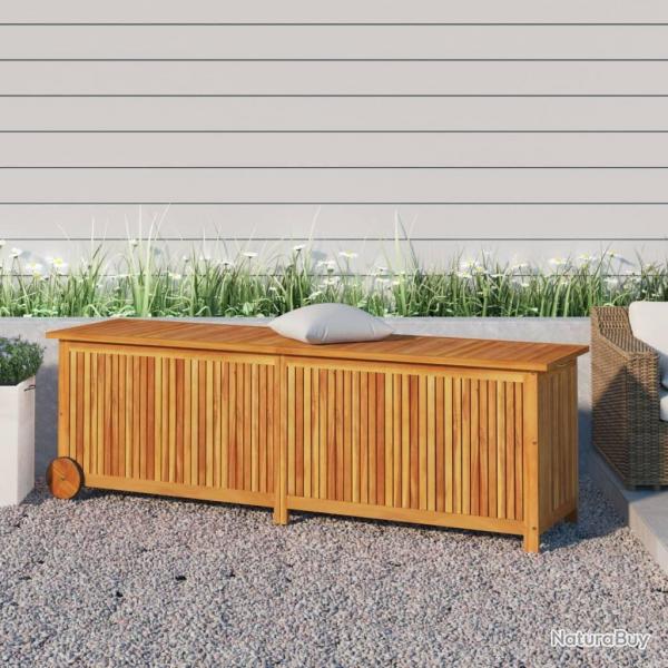 Bote de rangement de jardin avec roues 150x50x58cm bois acacia alsavelo