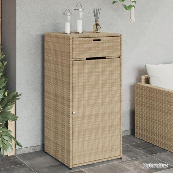Armoire de rangement de jardin beige 55x55x111cm rsine tresse alsavelo