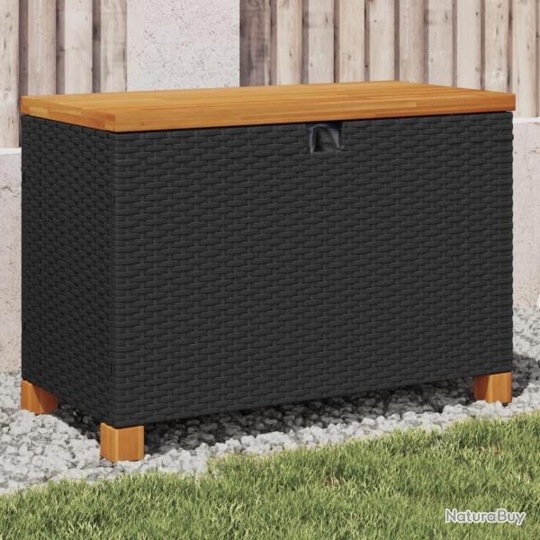 Bote de rangement de jardin noir rsine tresse bois d'acacia alsavelo