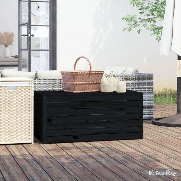 Bote de jardin noir 101x50,5x46,5 cm bois massif de pin alsavelo