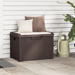 Boîte de rangement jardin coussin de siège marron 125 L PP alsavelo