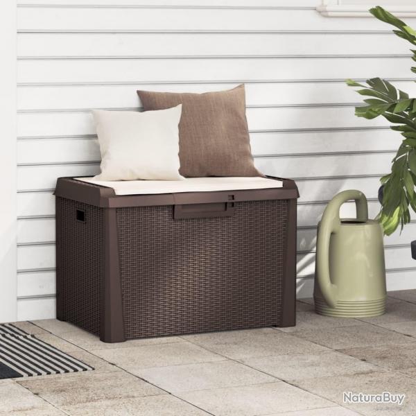 Bote de rangement jardin coussin de sige marron 125 L PP alsavelo