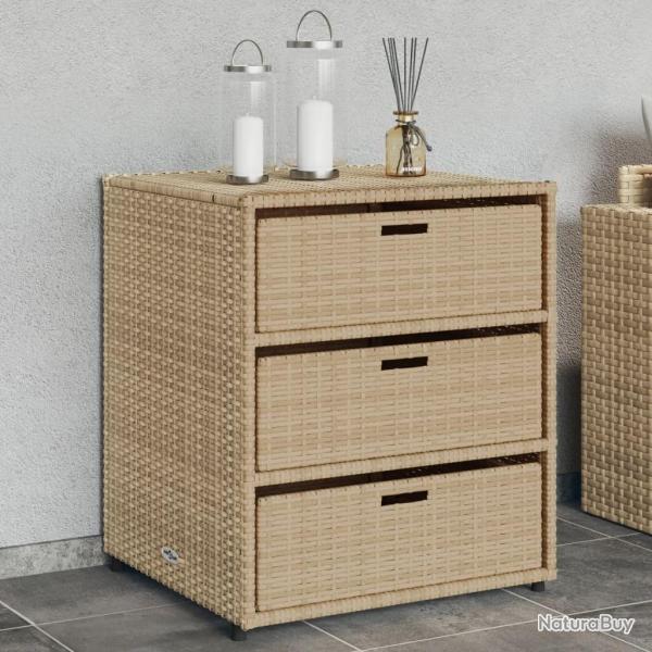 Armoire de rangement de jardin beige 55x59x69 cm rsine tresse alsavelo
