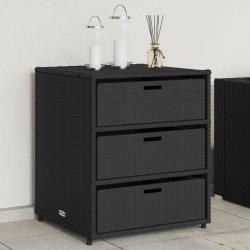 Armoire de rangement de jardin noir 55x59x69 cm résine tressée alsavelo
