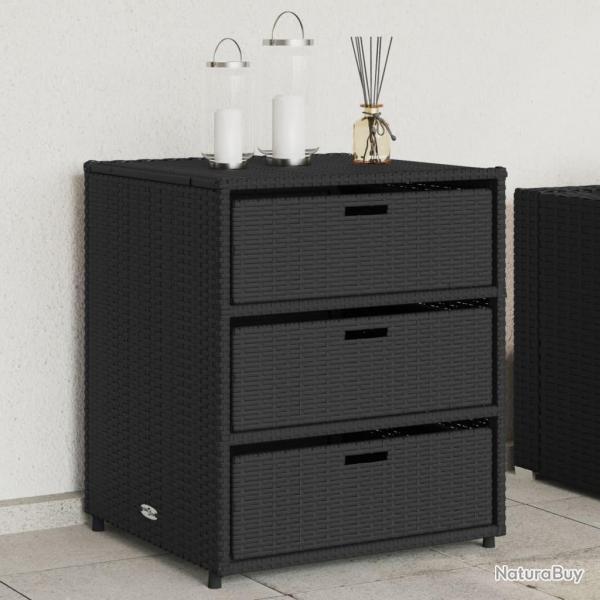 Armoire de rangement de jardin noir 55x59x69 cm rsine tresse alsavelo