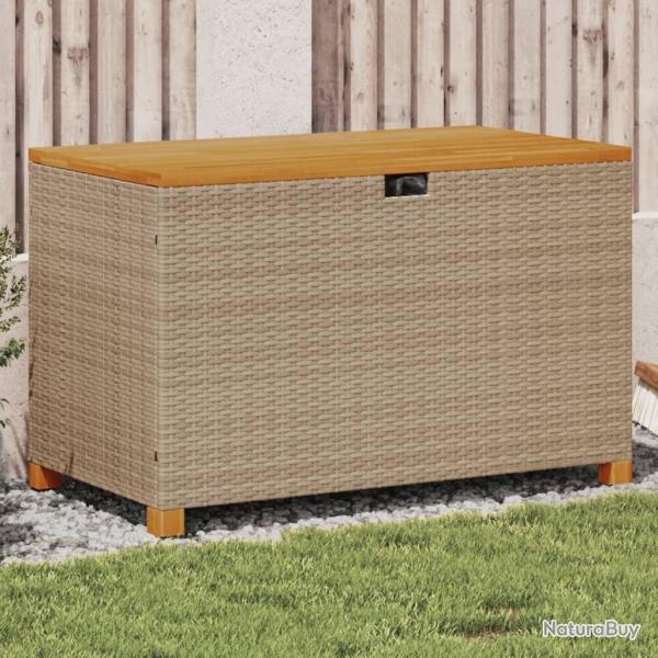 Bote de rangement de jardin beige rsine tresse bois d'acacia alsavelo