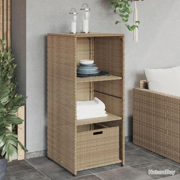 Armoire de rangement de jardin beige 50x55x115cm rsine tresse alsavelo
