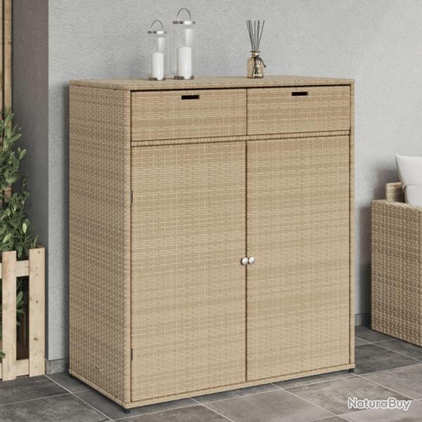 Armoire de rangement jardin beige 105x55x113 cm rsine tresse alsavelo