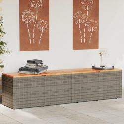 Boîte de rangement de jardin gris résine tressée bois d'acacia alsavelo